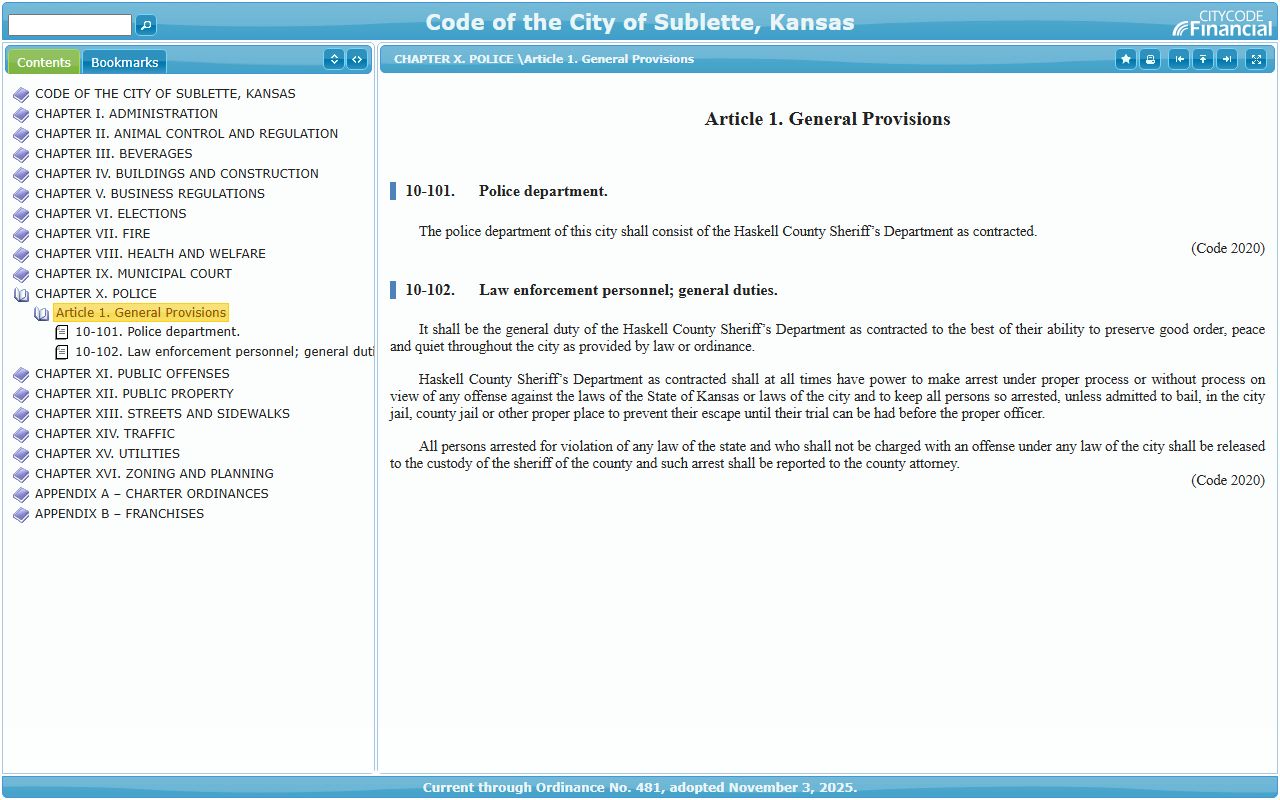Sublette code Haskell County sheriff jail custody context